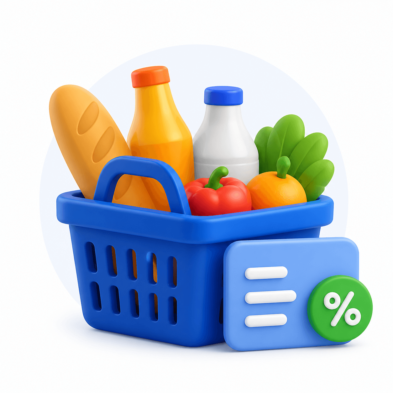 Grocery basket with savings card